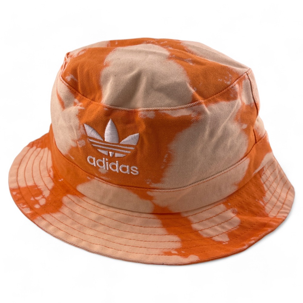 ADIDAS Originals Trefoil Logo Orange‎ Reverse Tie Dye Boonie Bucket Hat OSFA